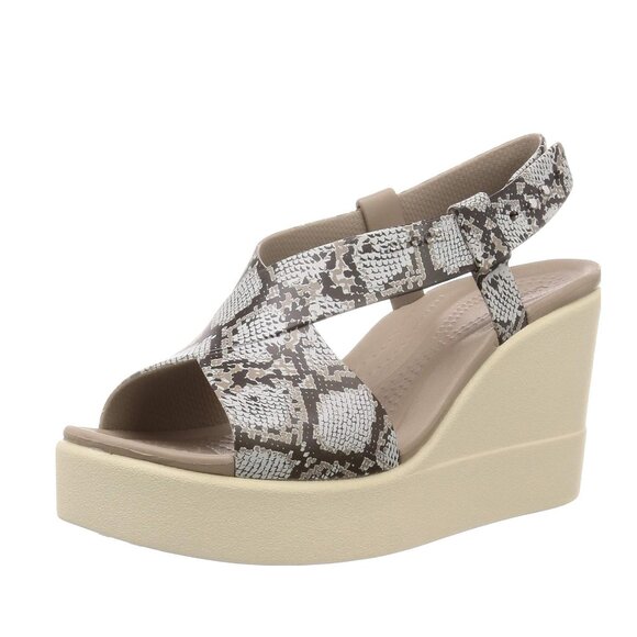 Size 11 Crocs Brooklyn High Wedge Sandals Shoes Snake Print Womens Summer - Picture 1 of 2